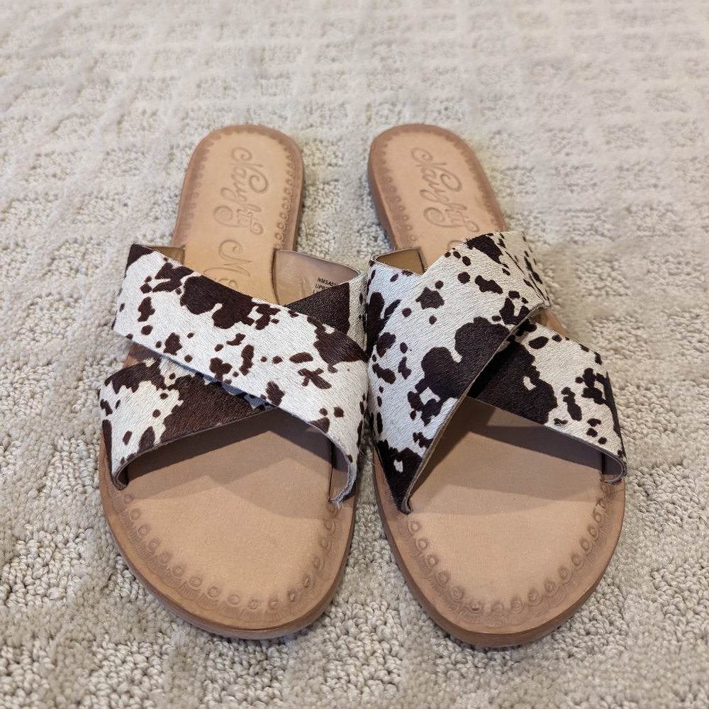 Naughty Monkey Cow Print Strappy Sandals, Size 8